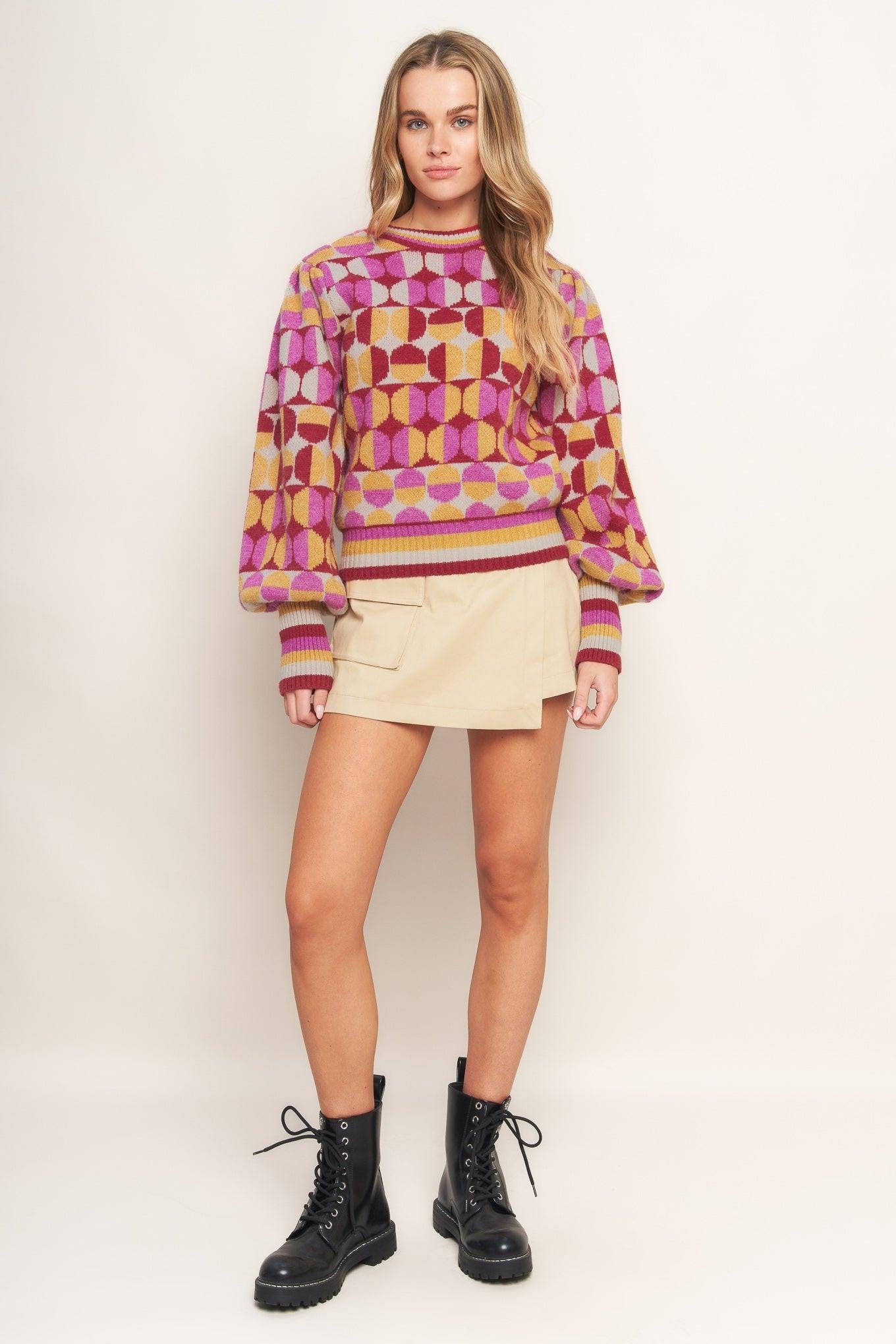 Cheer You On Jacquard Sweater Top