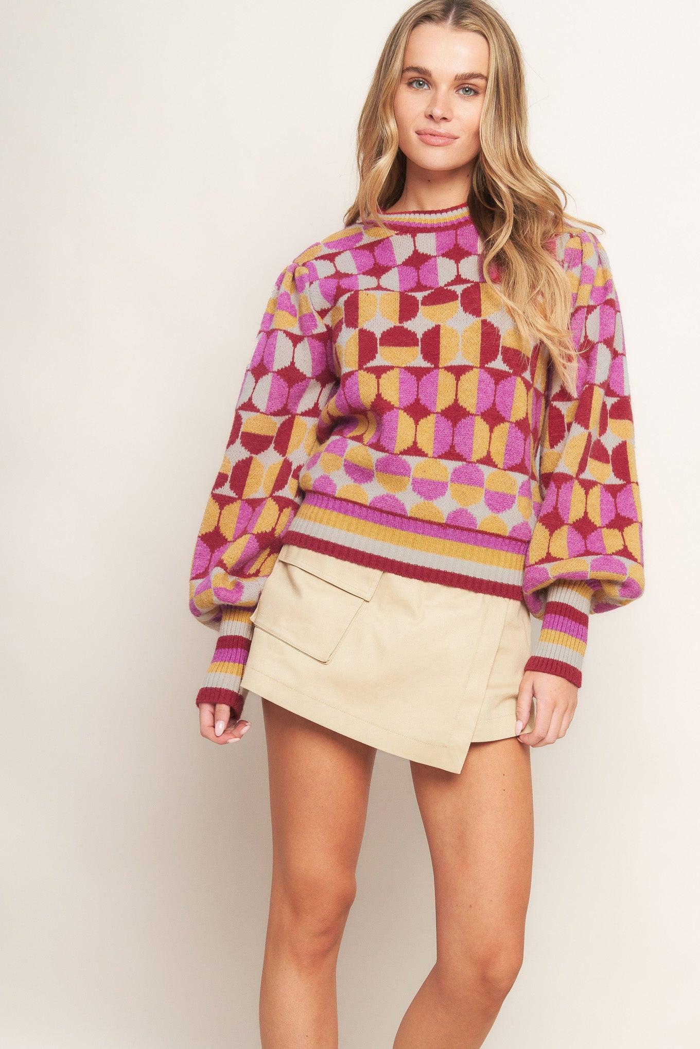 Cheer You On Jacquard Sweater Top