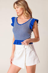 Out West Blue Sweater Knit Top