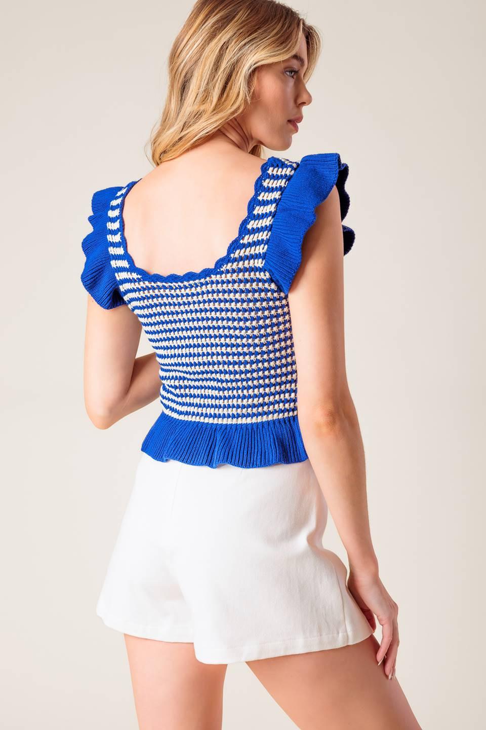Out West Blue Sweater Knit Top