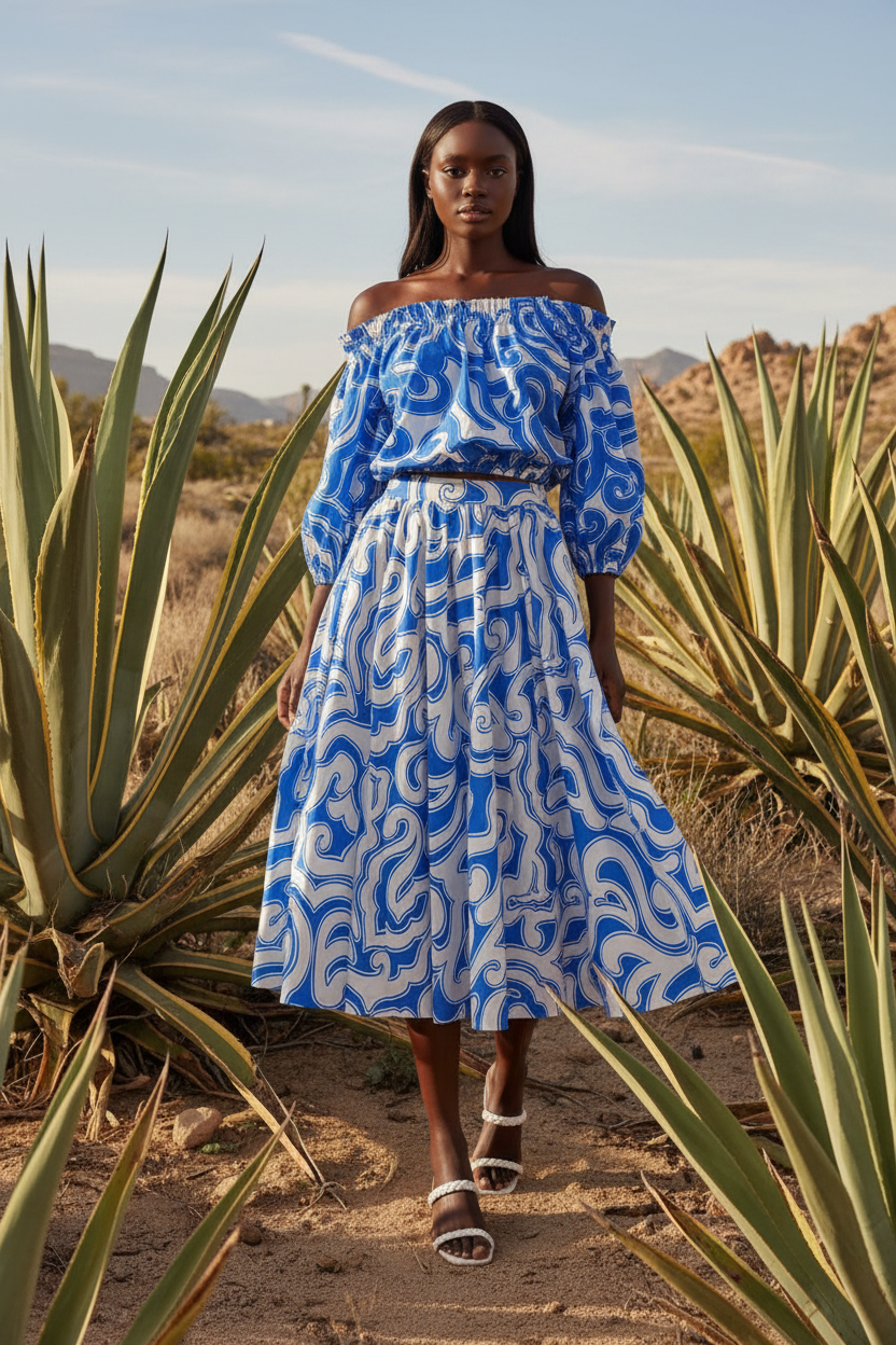 Sunset Sashay Blue Top And Skirt Set | Boutique In USA, TOPS, $ 76.00, A Moment Of Now™