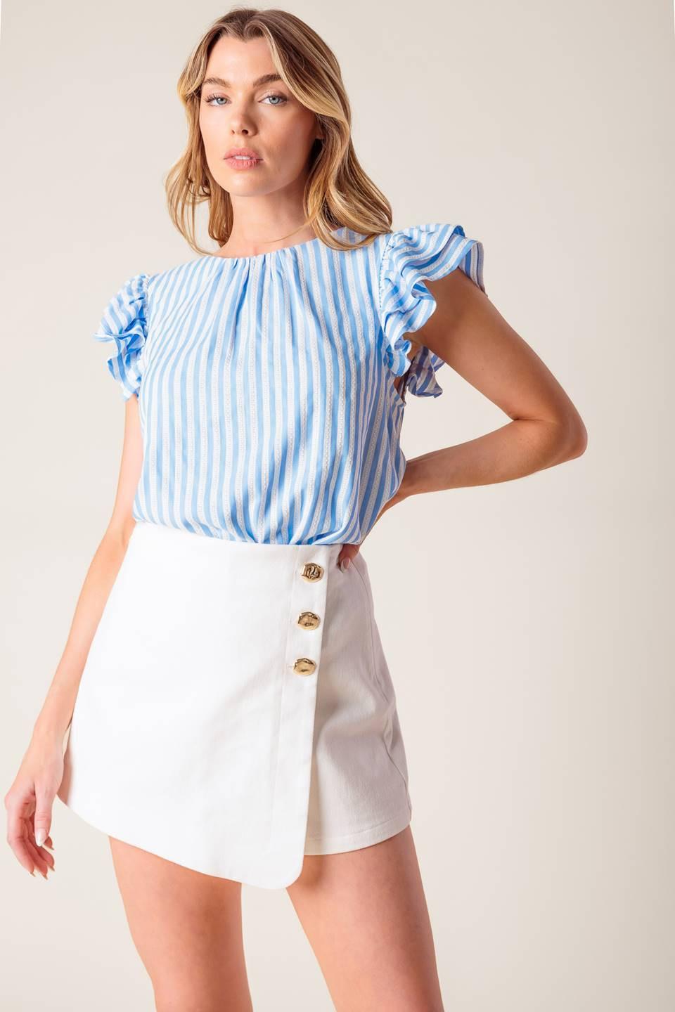 Ivory Blue Sweet Harmony Blue Woven Top | Boutique In USA, TOPS, $ 42.00, A Moment Of Now™