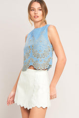 Sky Bloom Woven Eyelet Top, TOPS, $ 58.00, A Moment Of Now™