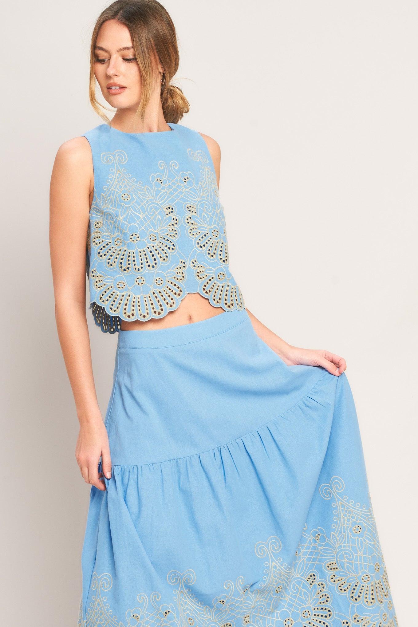 Sky Bloom Woven Eyelet Top, TOPS, $ 58.00, A Moment Of Now™