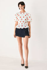CHERRY KISS POLKA DOT WOVEN TOP | Boutique In USA, TOPS, $ 50.00, A Moment Of Now™