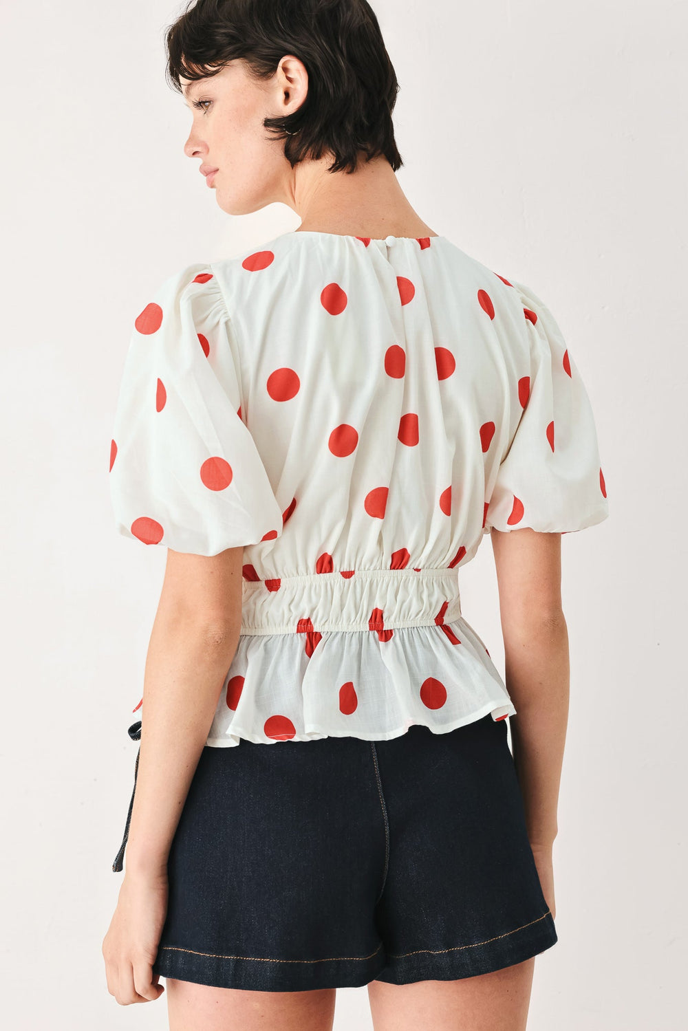 CHERRY KISS POLKA DOT WOVEN TOP | Boutique In USA, TOPS, $ 50.00, A Moment Of Now™