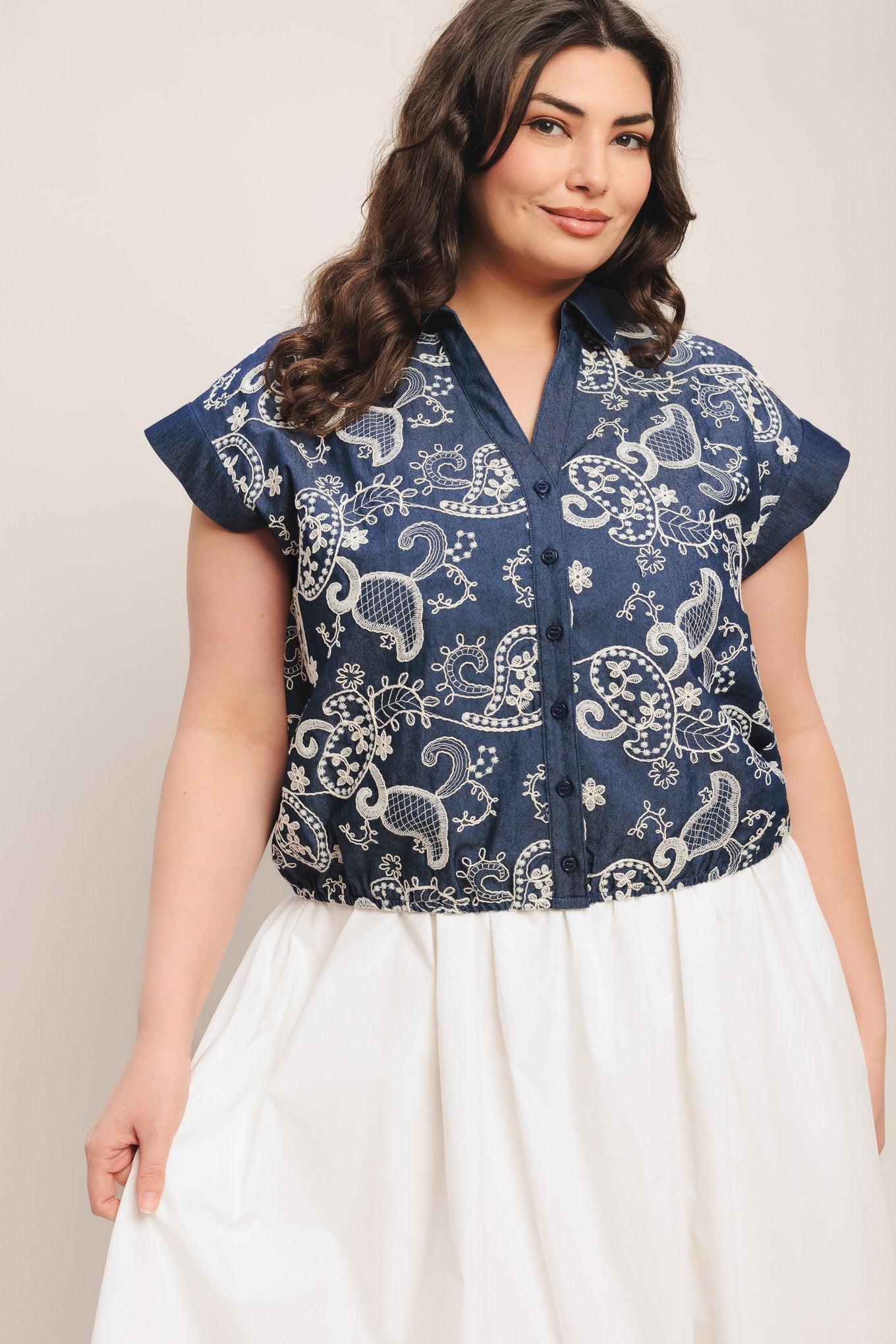 Handcrafted Feel Embroidery Top, TOPS, $ 50.00, A Moment Of Now™