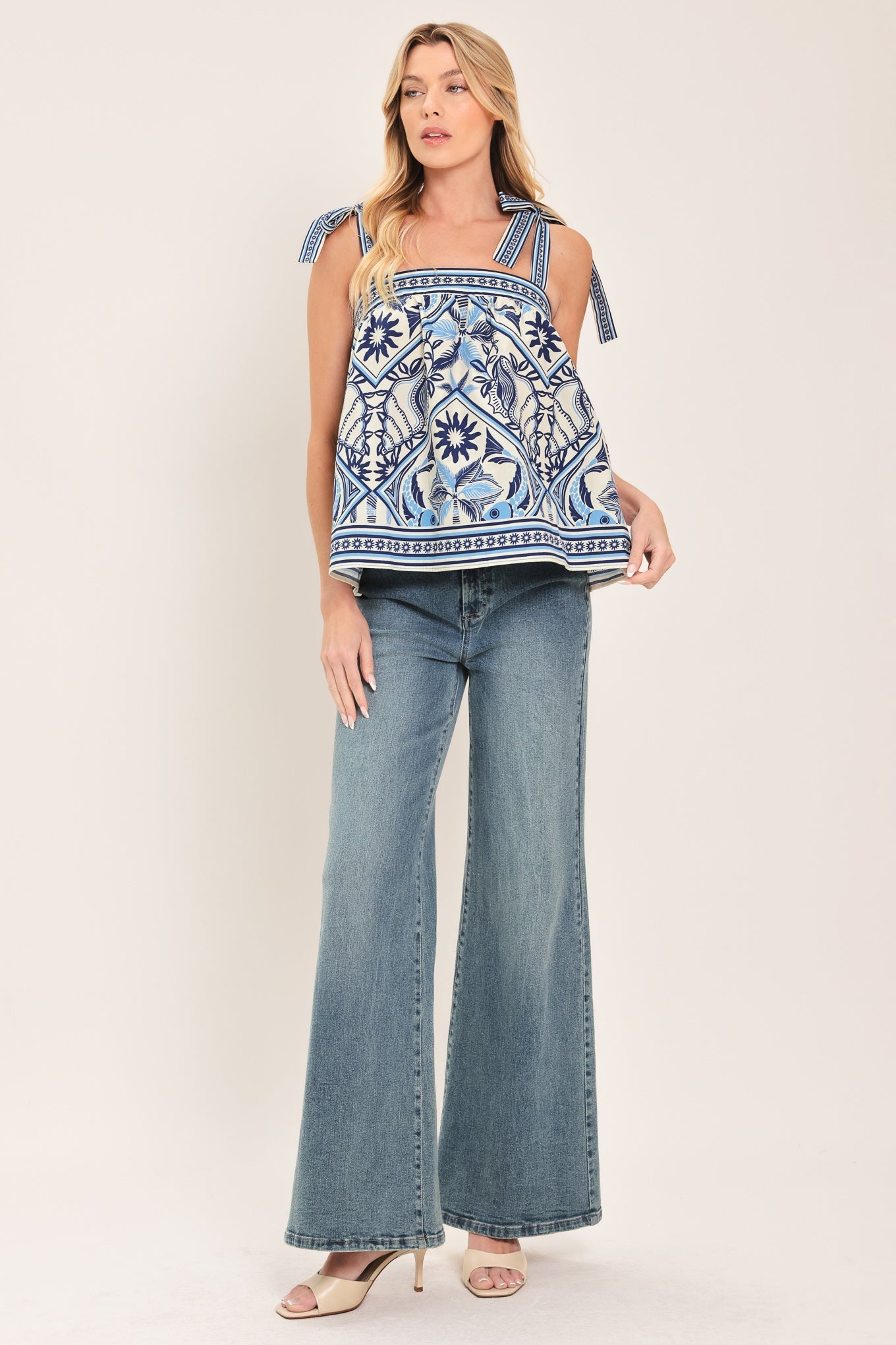 Capri Coast Tie-Strap Woven Top, TOPS, $ 56.00, A Moment Of Now™