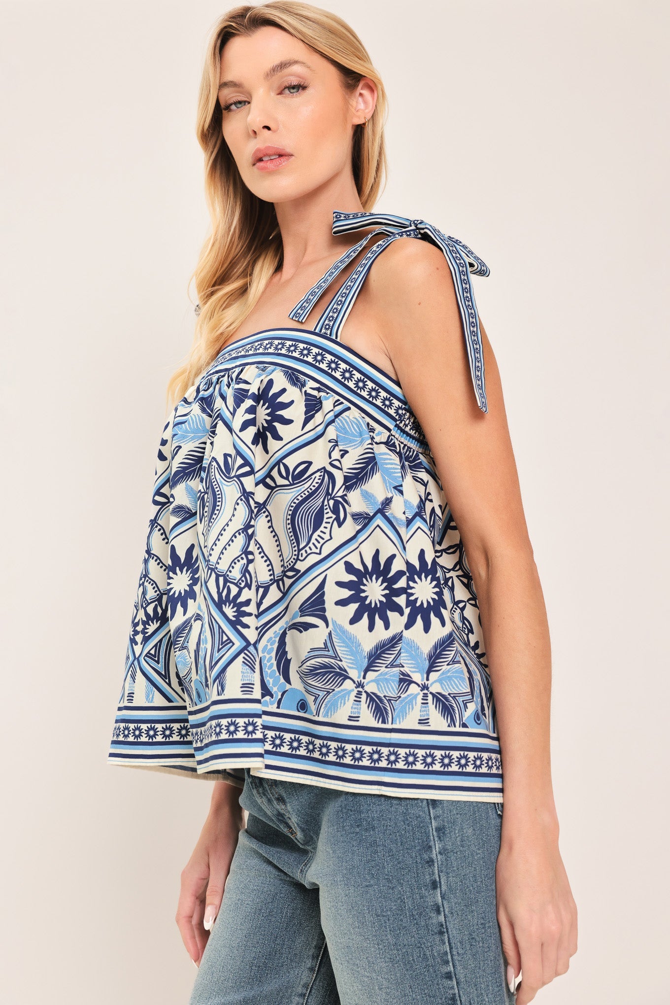 Capri Coast Tie-Strap Woven Top, TOPS, $ 56.00, A Moment Of Now™
