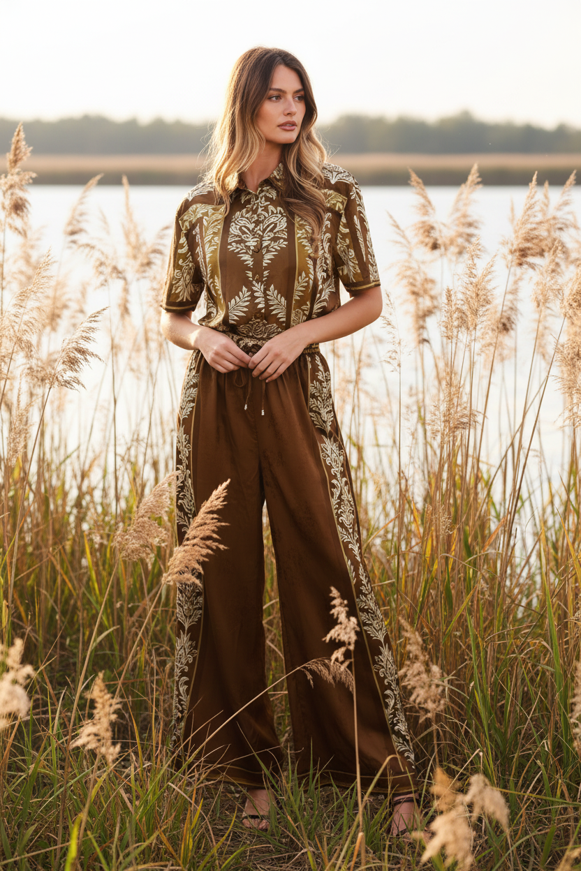 Vintage Brown Manor Palazzo Woven Top | Boutique In USA, TOPS, $ 56.00, A Moment Of Now™
