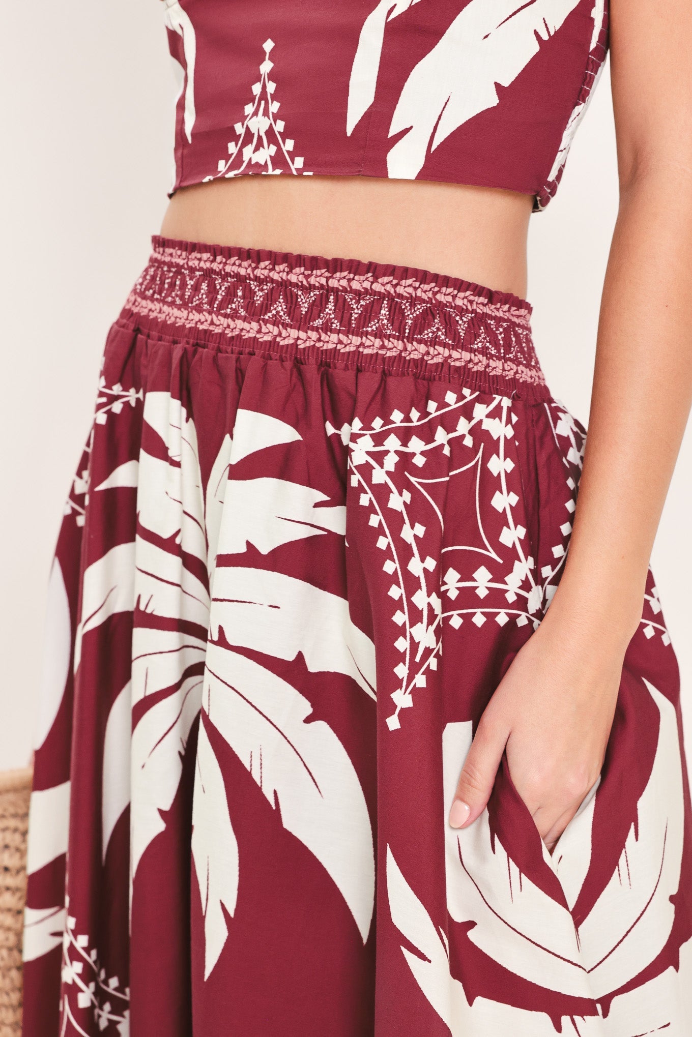Paradise Charm Woven Top And Skirt Set