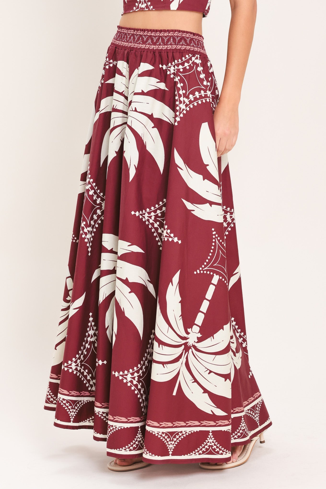 Paradise Charm Woven Top And Skirt Set