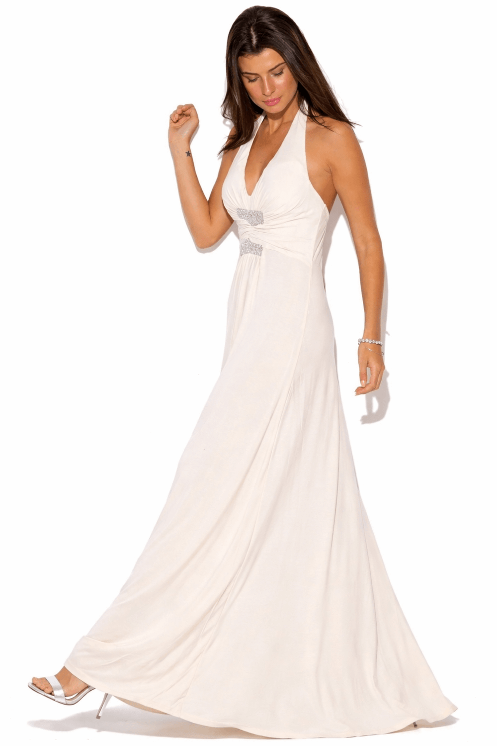 Ivory Halter Empire Waist Party Maxi Dress | Elegant Formal Gown, Dresses, $ 29.99, A Moment Of Now™