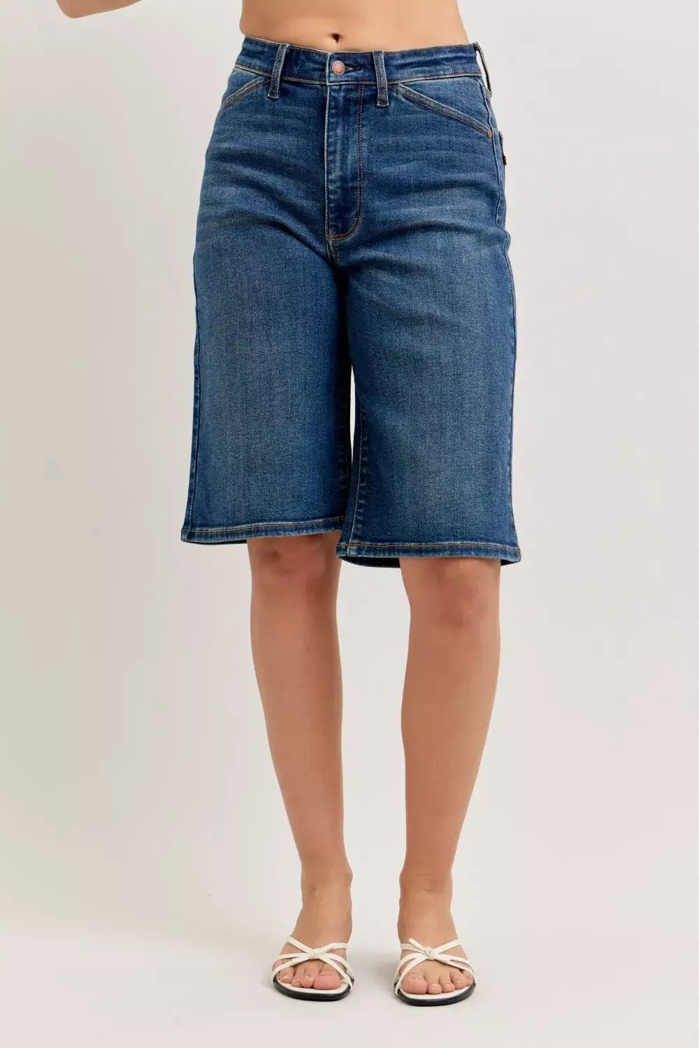 Judy Blue Dark Blue High Waist Bermuda Denim Shorts, Shorts, $ 59.00, A Moment Of Now™