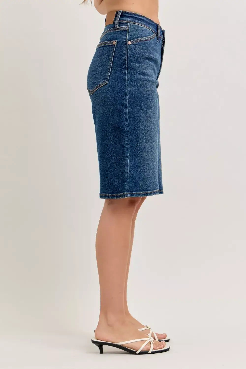 Judy Blue Dark Blue High Waist Bermuda Denim Shorts, Shorts, $ 59.00, A Moment Of Now™