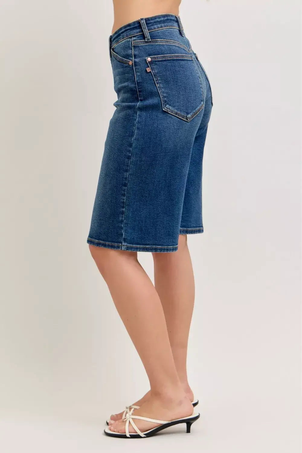 Judy Blue Dark Blue High Waist Bermuda Denim Shorts, Shorts, $ 59.00, A Moment Of Now™