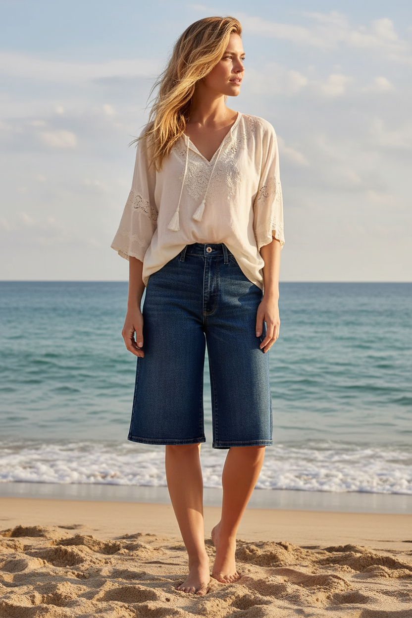 Judy Blue Dark Blue High Waist Bermuda Denim Shorts, Shorts, $ 59.00, A Moment Of Now™