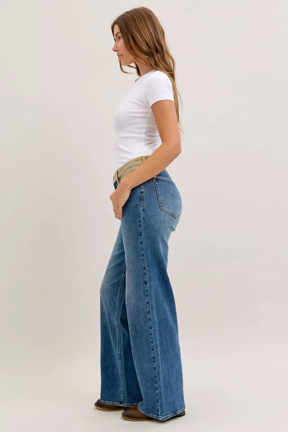 Judy Blue MR Column Straight Jeans with Corduroy Waist, Jeans, $ 69.00, A Moment Of Now™