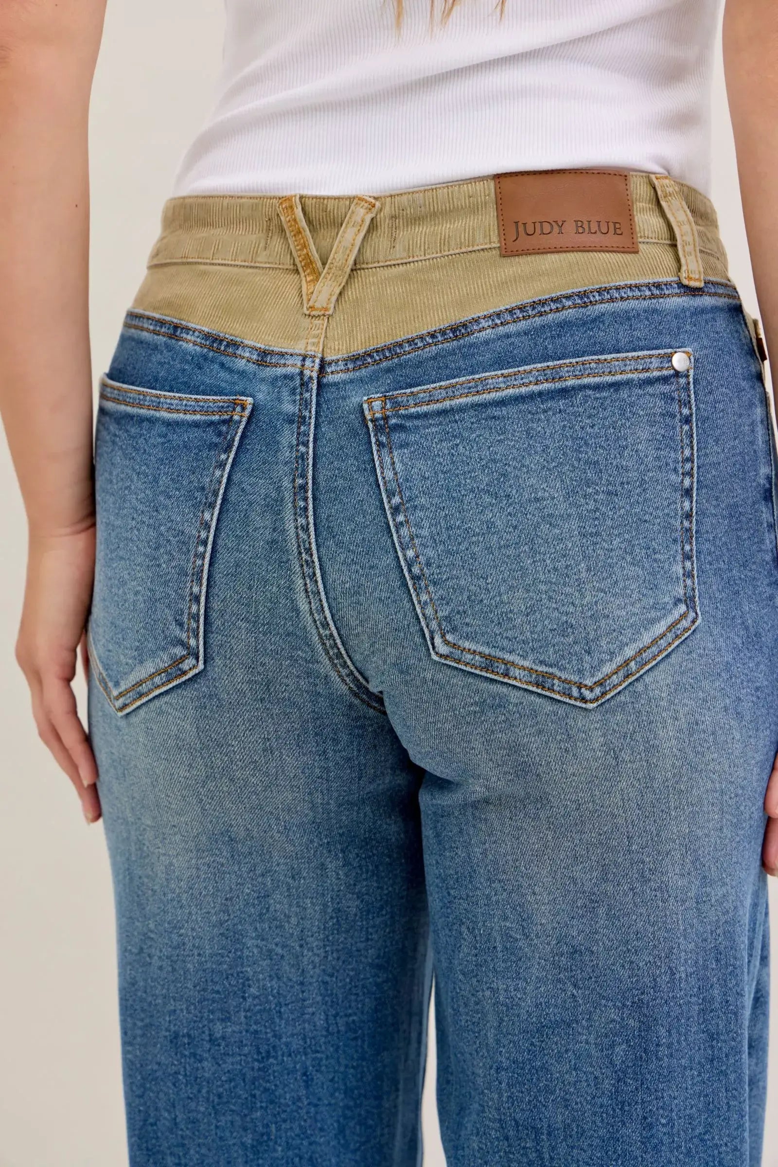 Judy Blue MR Column Straight Jeans with Corduroy Waist, Jeans, $ 69.00, A Moment Of Now™
