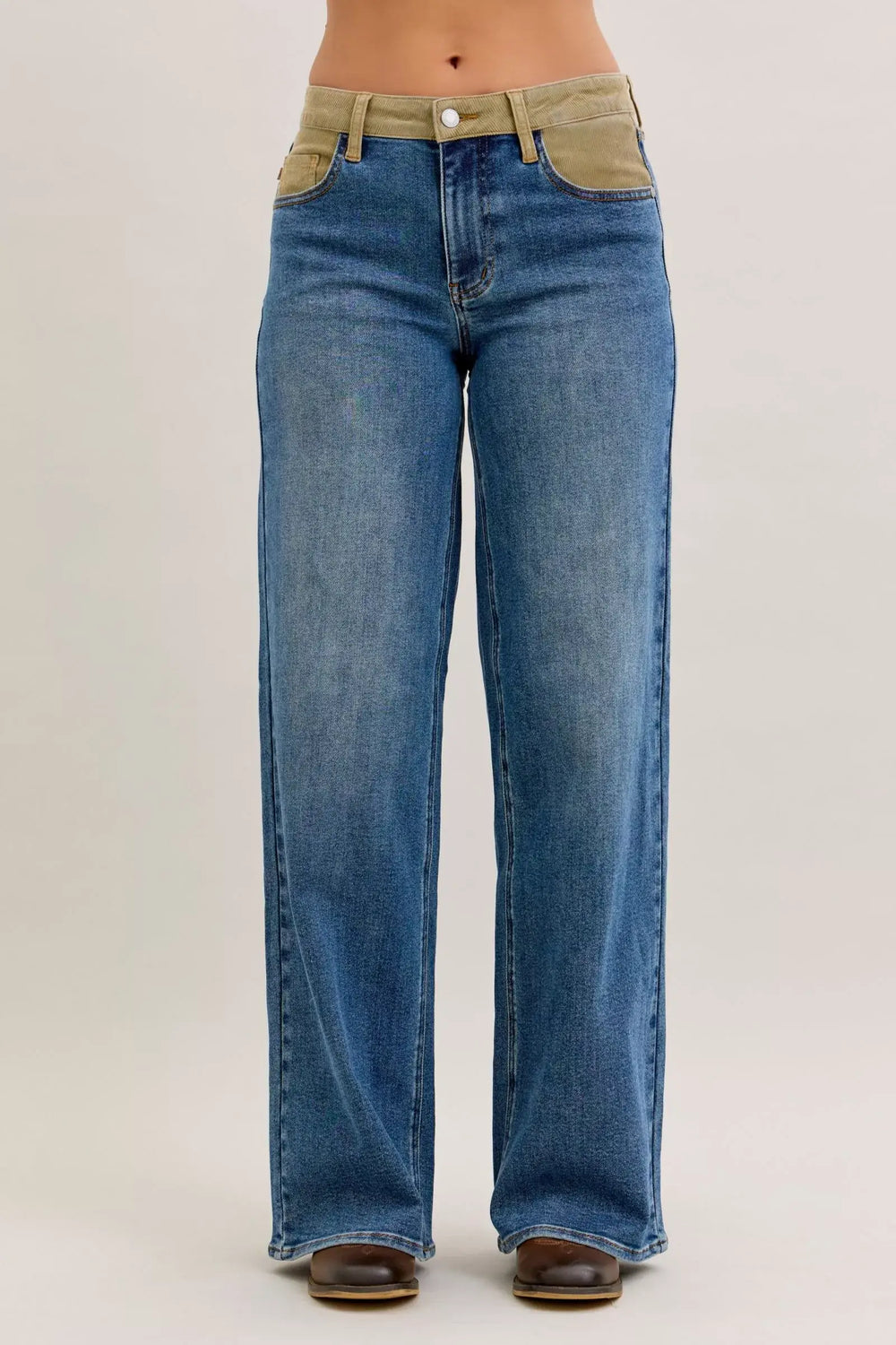 Judy Blue MR Column Straight Jeans with Corduroy Waist, Jeans, $ 69.00, A Moment Of Now™