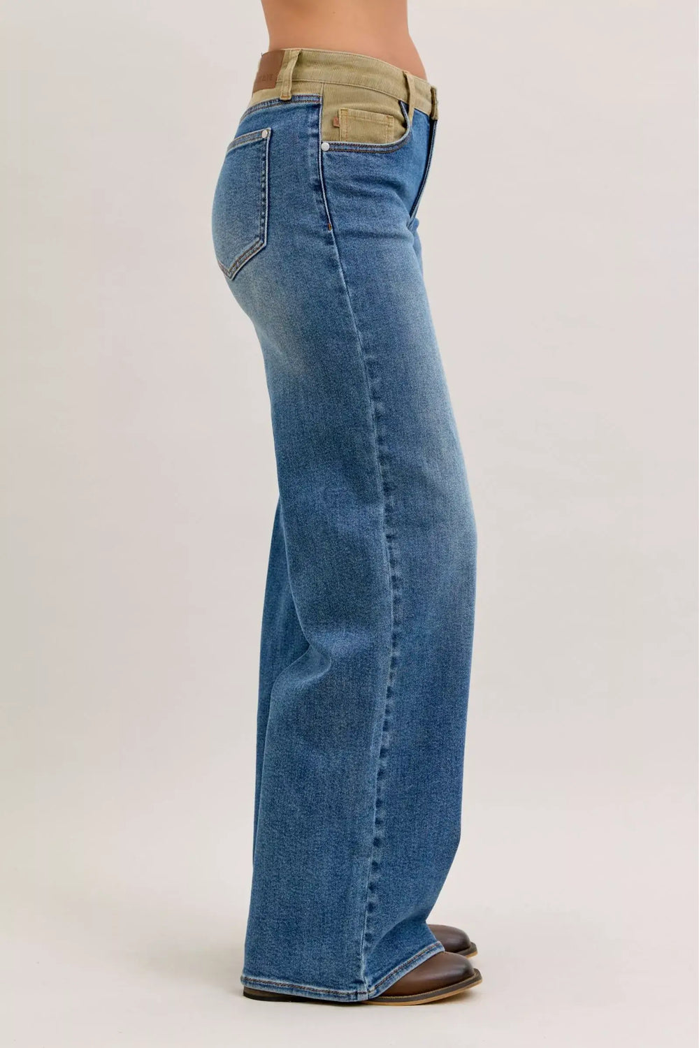 Judy Blue MR Column Straight Jeans with Corduroy Waist, Jeans, $ 69.00, A Moment Of Now™