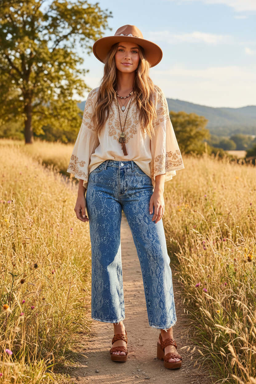 Judy Blue High Rise Ankle Wide Leg Jeans | Print Denim, Jeans, $ 79.00, A Moment Of Now™