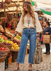 Judy Blue High Rise Ankle Wide Leg Jeans | Print Denim, Jeans, $ 79.00, A Moment Of Now™