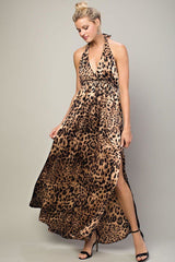 Leopard Halter Dress | Boutique In USA, , $ 48.00, A Moment Of Now™