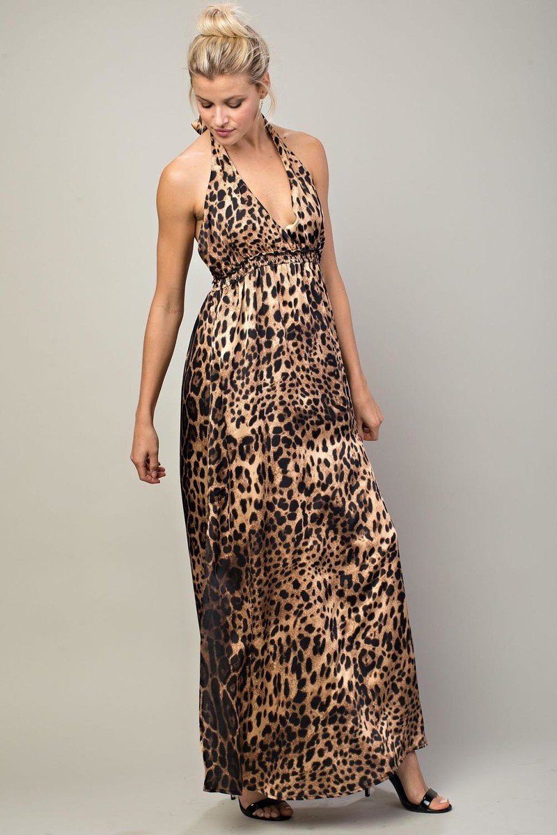 Leopard Halter Dress | Boutique In USA, , $ 48.00, A Moment Of Now™
