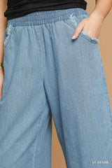 Light Denim Blue Washed Fringe Hem Wide Leg Jeans - Trendy Fit, Jeans, $ 55.00, A Moment Of Now™