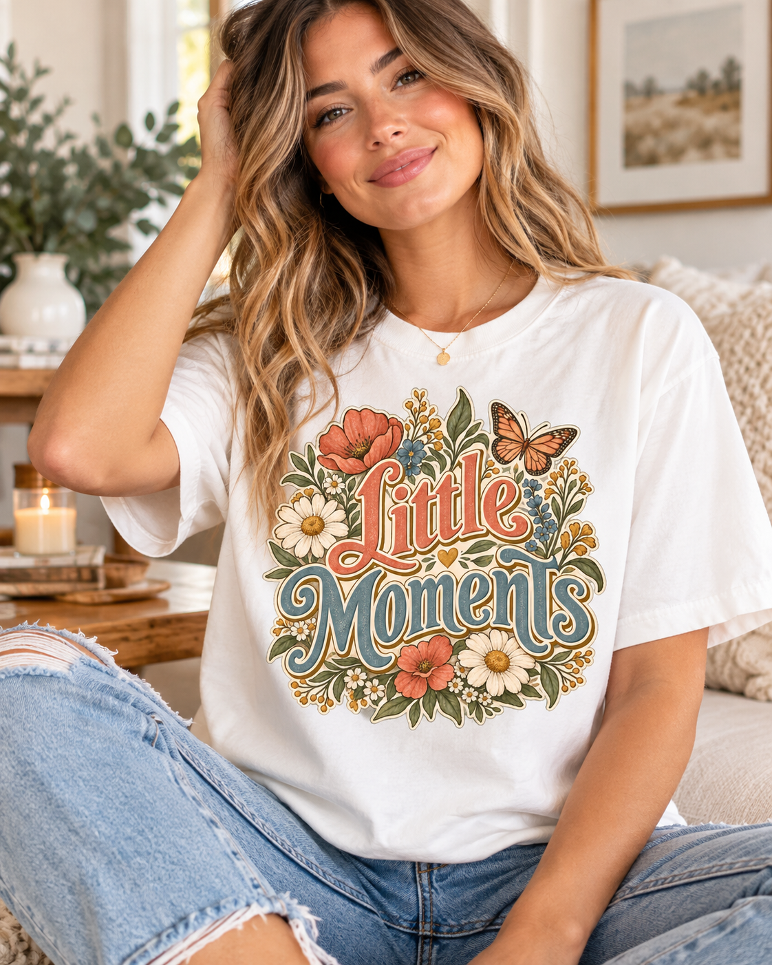 Little Moments T-Shirt — Vintage Floral Butterfly Comfort Colors® Tee