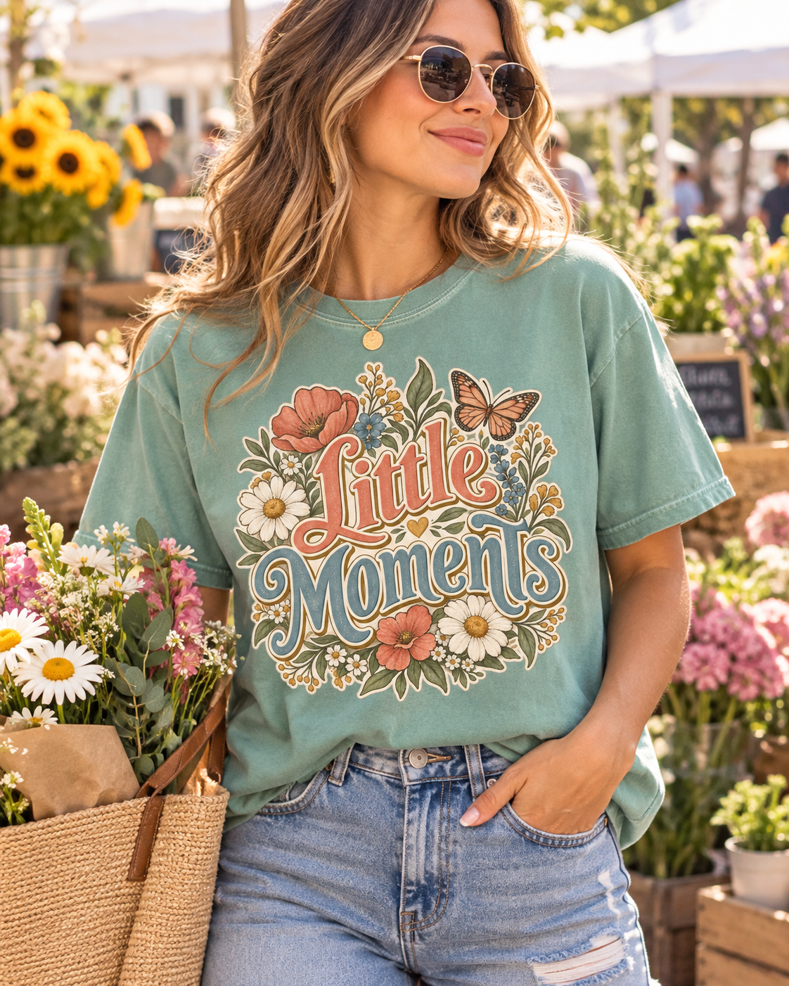 Little Moments T-Shirt — Vintage Floral Butterfly Comfort Colors® Tee