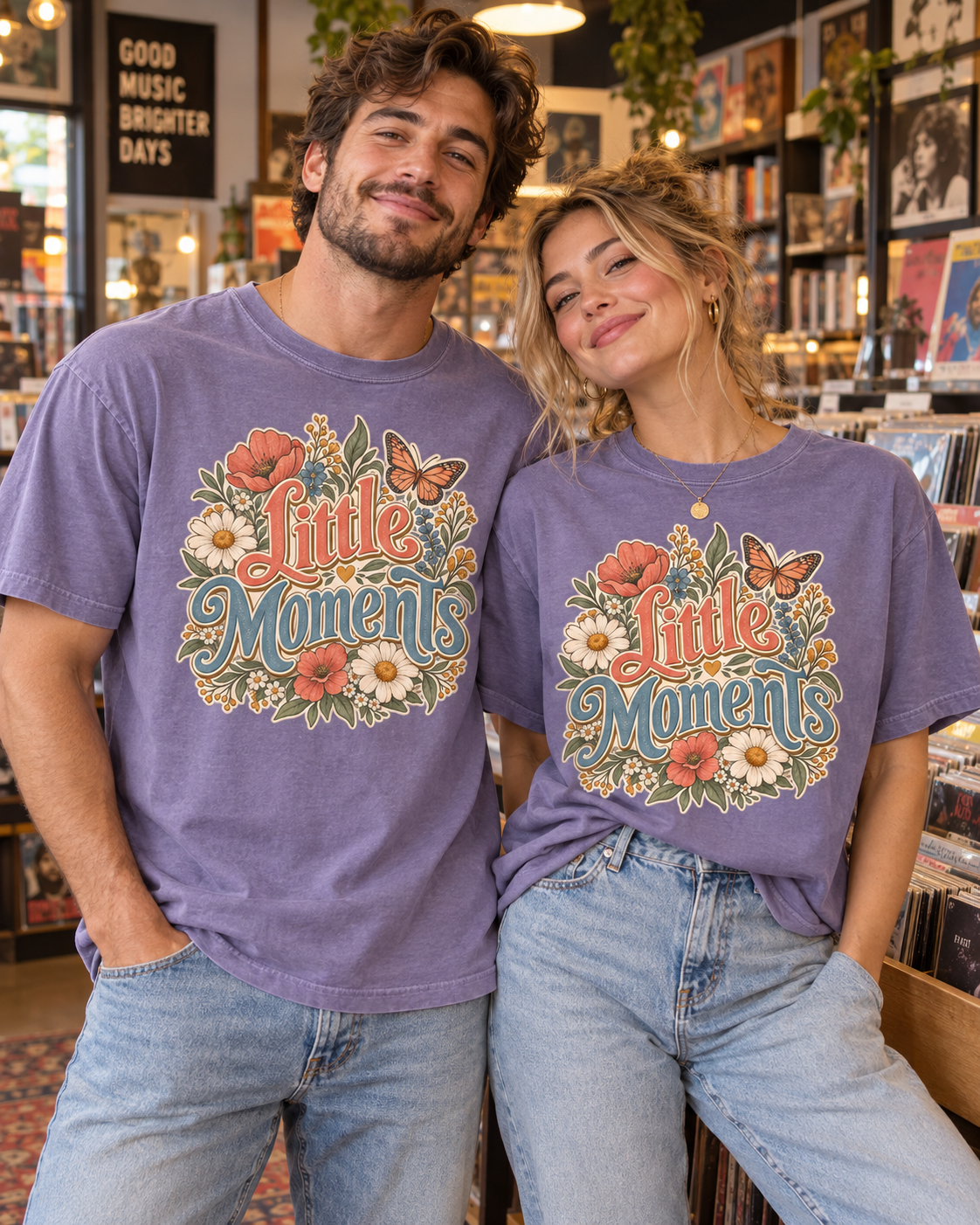 Little Moments T-Shirt — Vintage Floral Butterfly Comfort Colors® Tee
