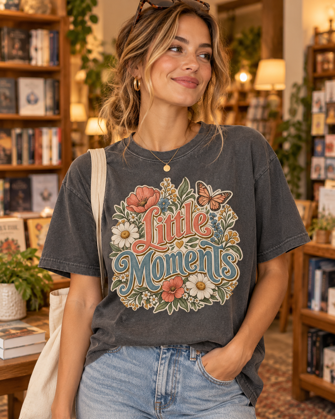 Little Moments T-Shirt — Vintage Floral Butterfly Comfort Colors® Tee