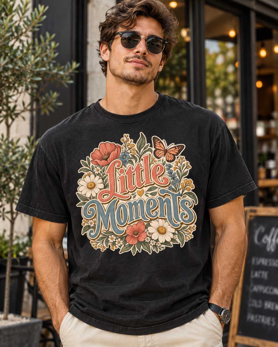 Little Moments T-Shirt — Vintage Floral Butterfly Comfort Colors® Tee