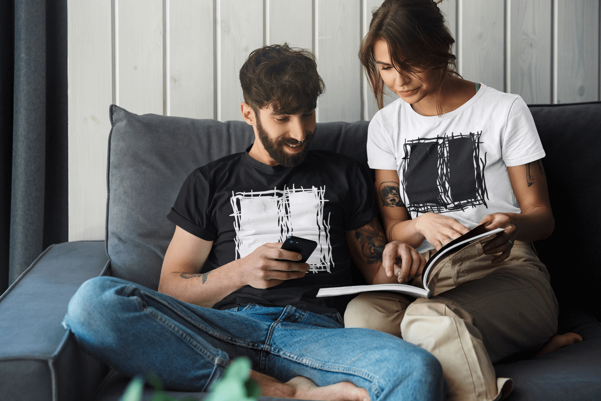 Lucina White Abstract Scribble Short-Sleeve Unisex T-Shirt, T-shirts, $ 39.00, A Moment Of Now™