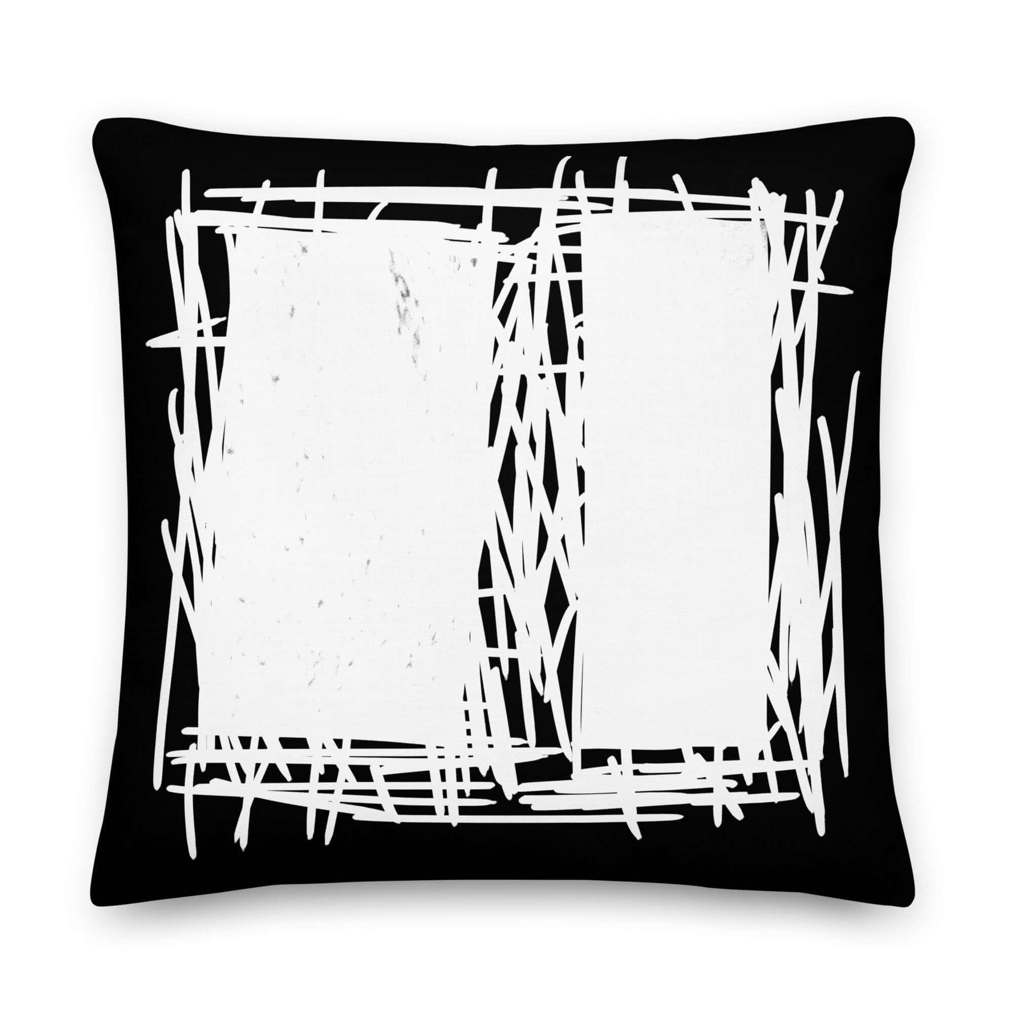 Lucina Black White Scribble Modern Line Art Decorative Throw Pillow Cushion, Throw Pillows, $ 55.00, A Moment Of Now™