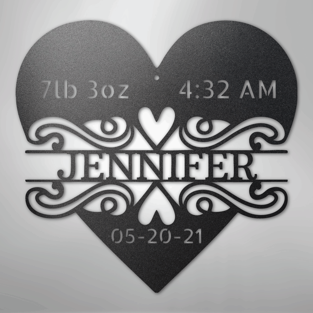 Custom Newborn Love Monogram Steel Metal Wall Decal, Metal Signs, $ 62.95, A Moment Of Now™