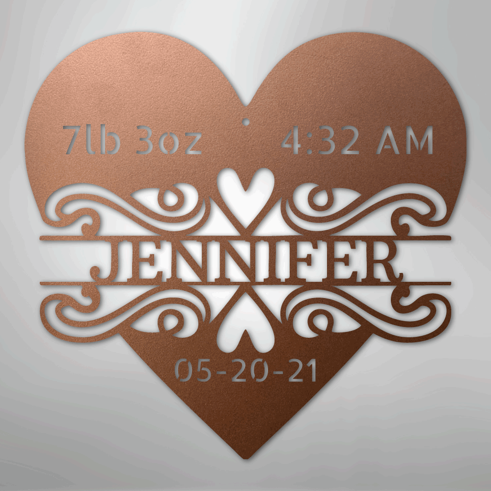 Custom Newborn Love Monogram Steel Metal Wall Decal, Metal Signs, $ 62.95, A Moment Of Now™