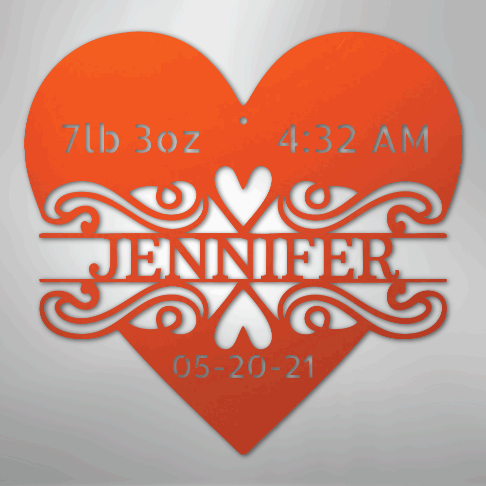 Custom Newborn Love Monogram Steel Metal Wall Decal, Metal Signs, $ 138.95, A Moment Of Now™