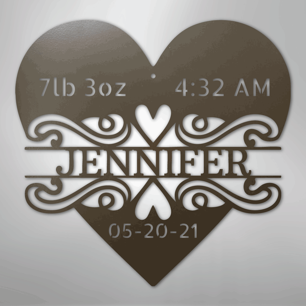 Custom Newborn Love Monogram Steel Metal Wall Decal, Metal Signs, $ 138.95, A Moment Of Now™