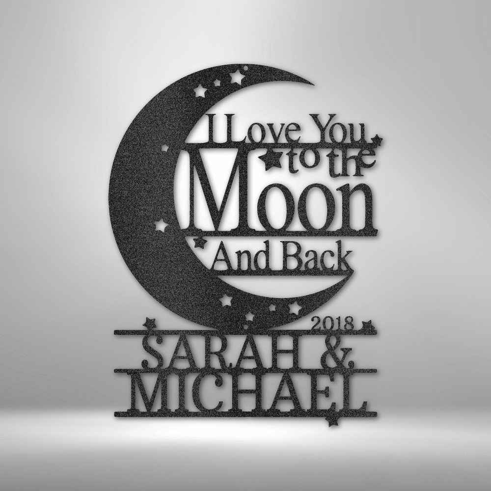 Custom Moon and Back Monogram - Steel Sign, Metal Signs, $ 67.50, A Moment Of Now™