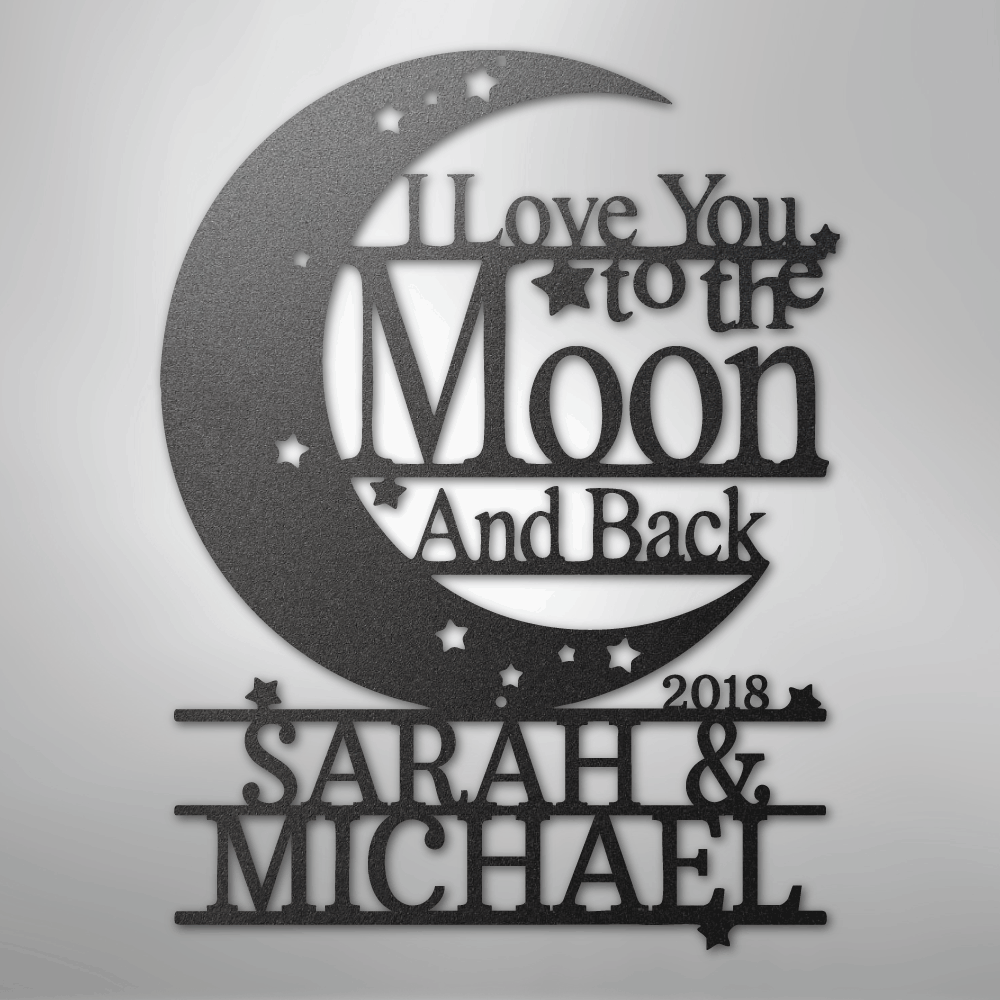 Custom Moon and Back Monogram - Steel Metal Sign | Unique Gift, Metal Signs, $ 62.95, A Moment Of Now™