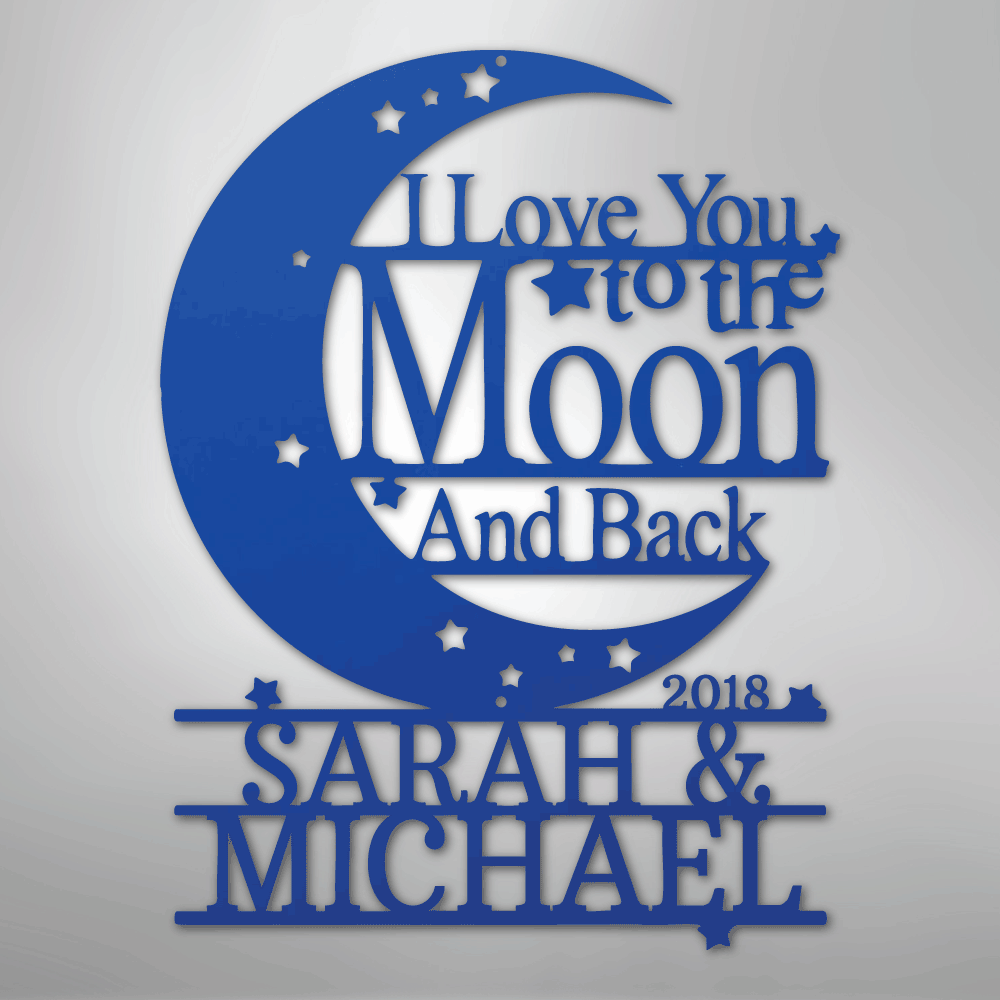 Custom Moon and Back Monogram - Steel Metal Sign | Unique Gift, Metal Signs, $ 138.95, A Moment Of Now™