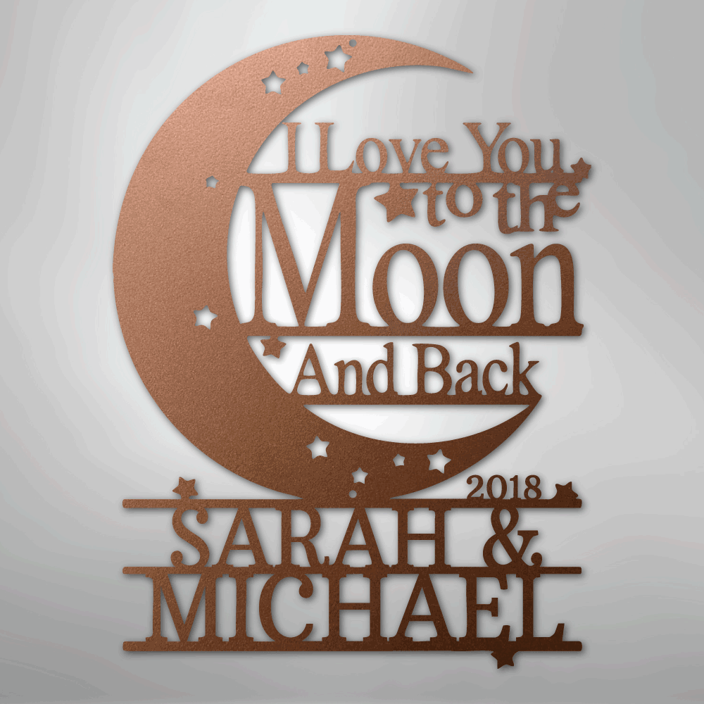 Custom Moon and Back Monogram - Steel Metal Sign | Unique Gift, Metal Signs, $ 62.95, A Moment Of Now™