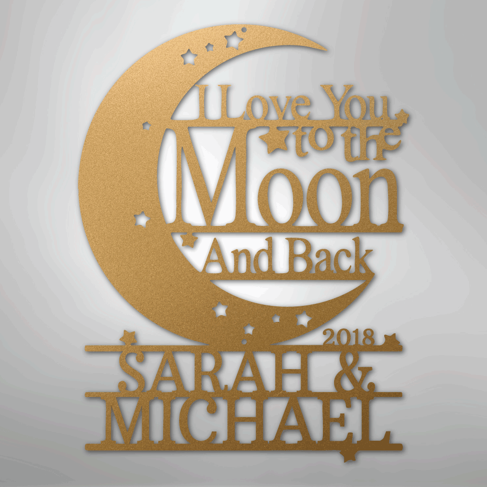 Custom Moon and Back Monogram - Steel Metal Sign | Unique Gift, Metal Signs, $ 62.95, A Moment Of Now™
