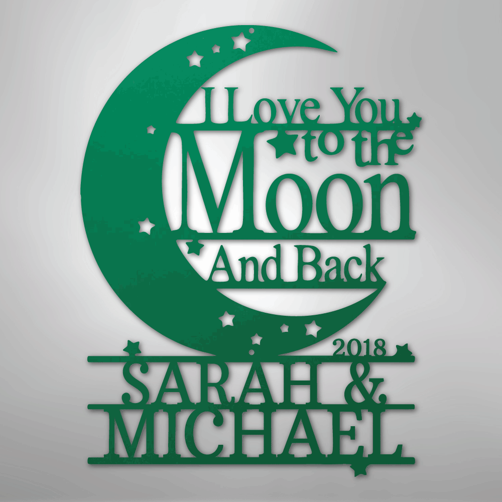 Custom Moon and Back Monogram - Steel Metal Sign | Unique Gift, Metal Signs, $ 138.95, A Moment Of Now™