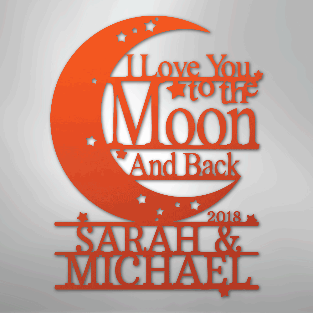 Custom Moon and Back Monogram - Steel Metal Sign | Unique Gift, Metal Signs, $ 138.95, A Moment Of Now™