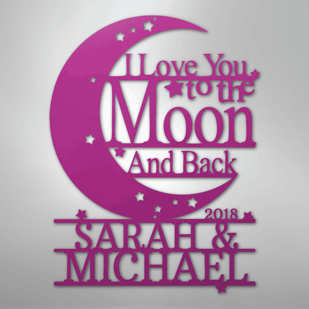 Custom Moon and Back Monogram - Steel Metal Sign | Unique Gift, Metal Signs, $ 138.95, A Moment Of Now™