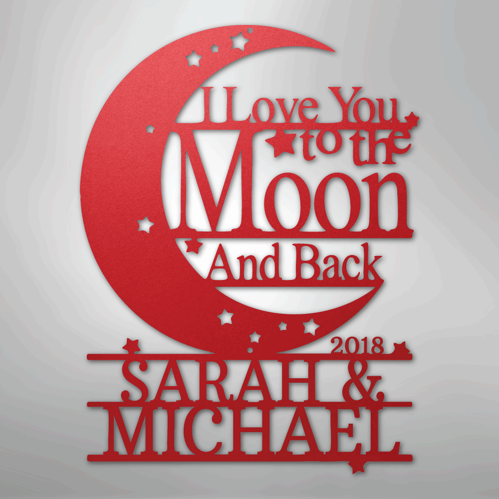 Custom Moon and Back Monogram - Steel Metal Sign | Unique Gift, Metal Signs, $ 138.95, A Moment Of Now™